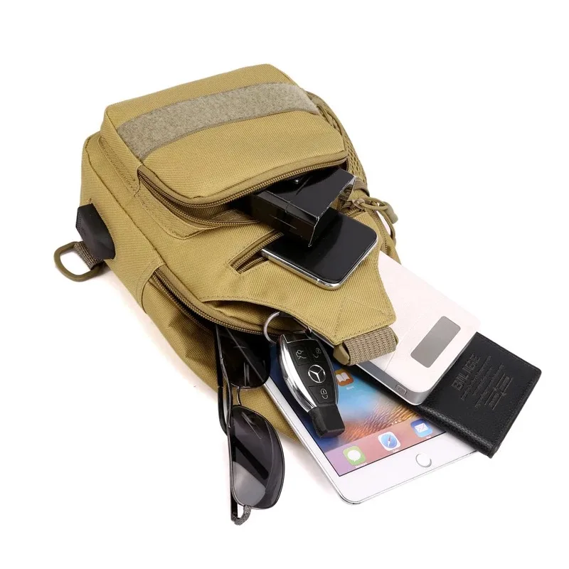 Tactische Zak Militaire Schoudertas Outdoor Sport Mannen Wandelen Jacht Camping Camouflage Usb Opladen Sling Borst Rugzak