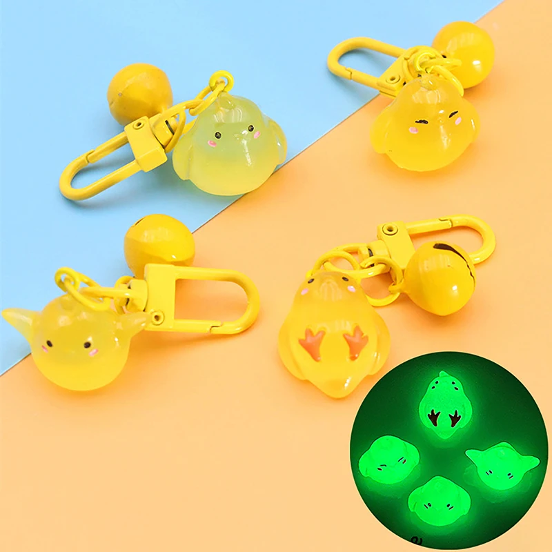 Luminous Peace Chicken Key Chain Cartoon Animal Doll Pendant Little Yellow Chick Key Ring Backpack Charms Car Bag Decor