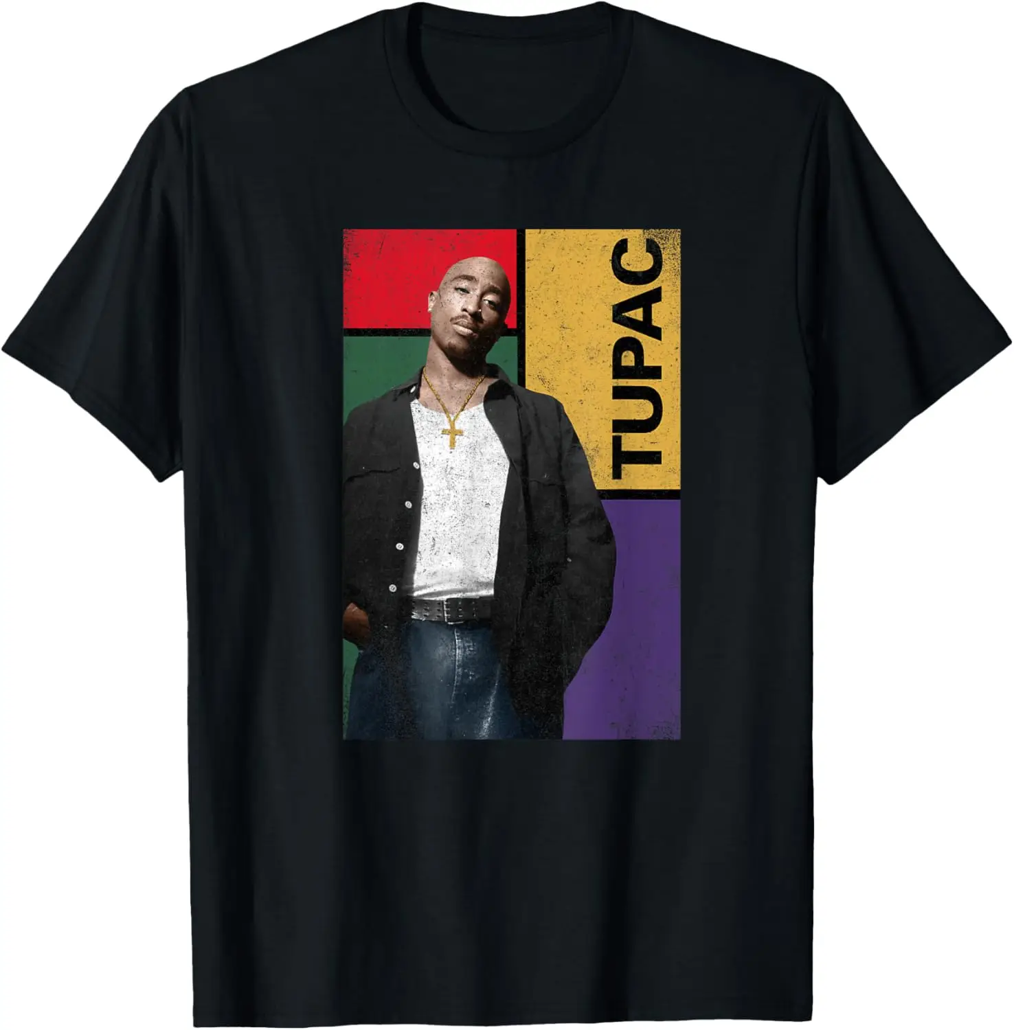 Tupac Vintage Squared T-Shirt 100% Cotton Trendy Y2K Short-Sleeve Tee – Soft, Quick-Drying, & Moisture-Wicking; Ideal Sports