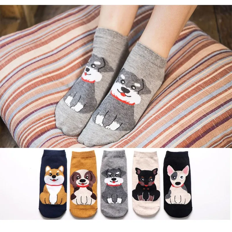 Women's Korean version of cute cartoon animal shallow-mouth straight socks