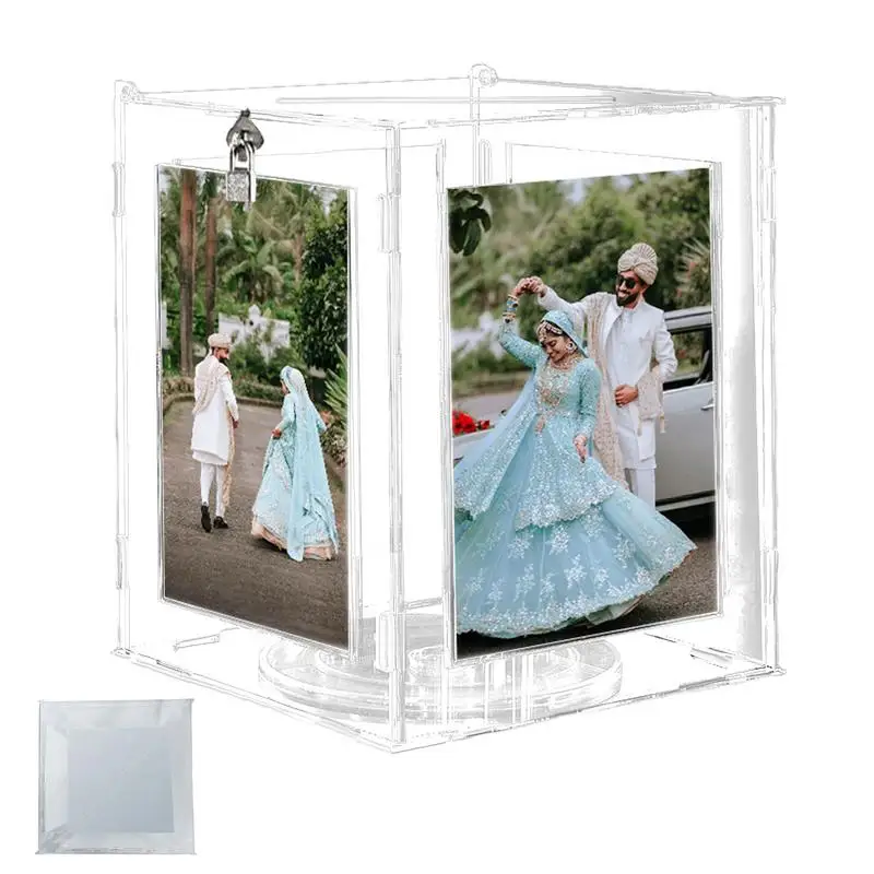 

Acrylic Wedding Card Box Clear Envelope Holder With Picture Frame Clear Wedding Envelope Money Card Box For Wedding Reception