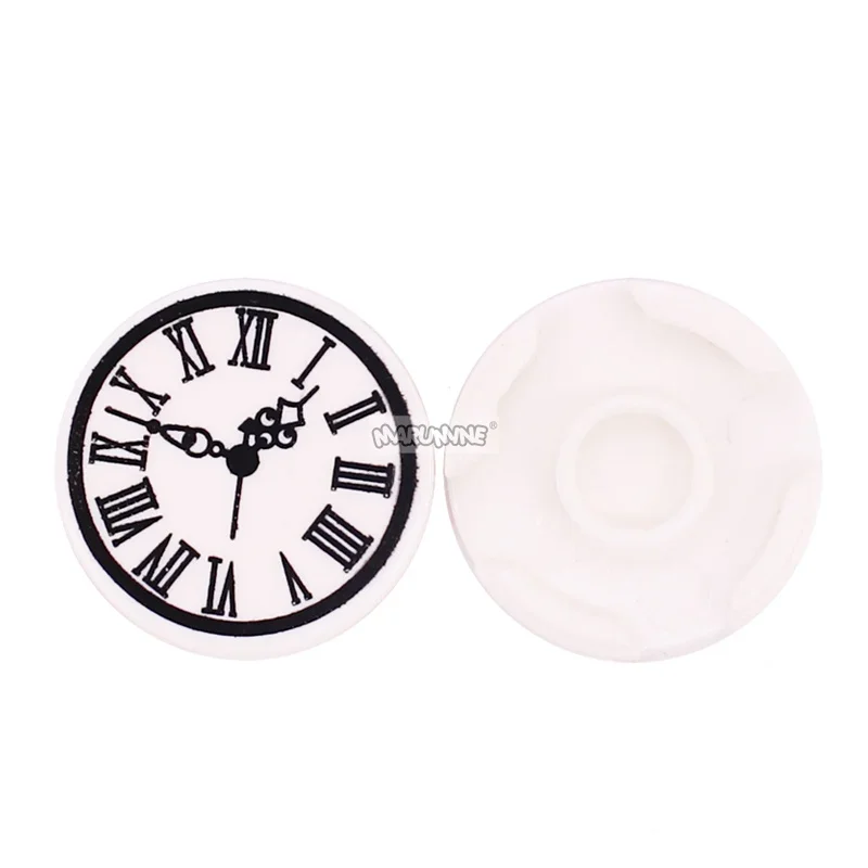 MARUMINE décennie s de construction classiques MOC, horloge, carreaux ronds, ville, rue, maison, puzzle, accessoires de bricolage, 100 pièces, 2x2x2