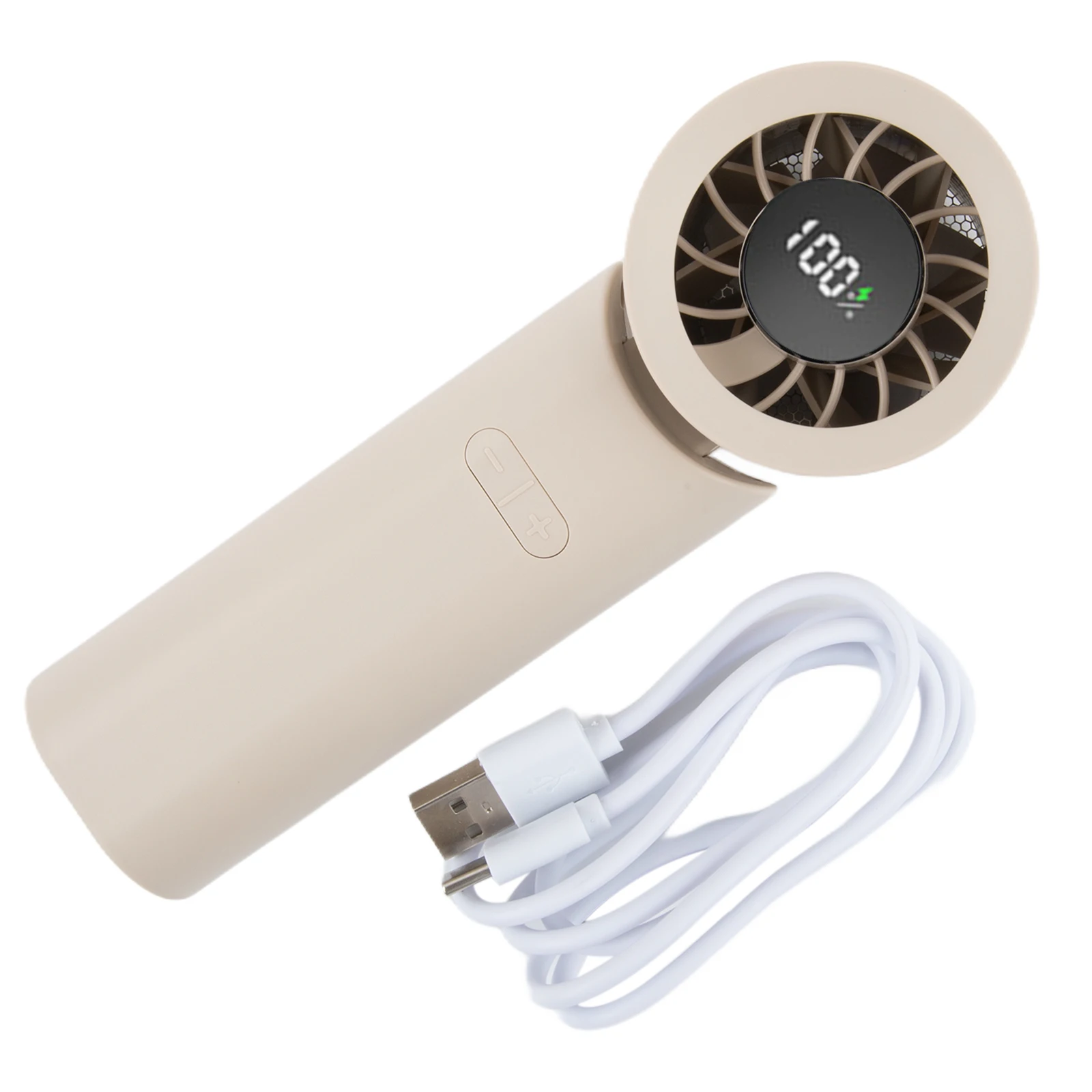 Led Display Handheld Cooling Fan Foldable Fan White 100-Speed Fan Stepless Wind Adjustment Compact Storage Customizable Airflow