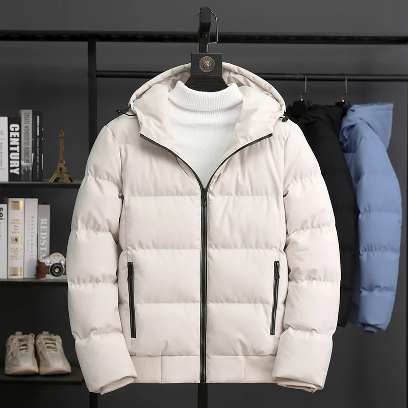 Men's Down Jacket 2024 Winter New Solid Color Trend Korean Version Short Outdoor Travel Stand Collar Coat Men's Cottonclothes