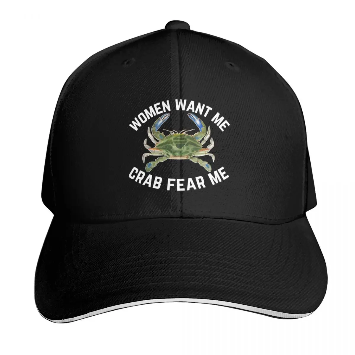 Women Want Me Crab Fear Me Baseball Cap Six Panel Structured Crown Sun Protection UPF 50+ Breathable Mesh Back