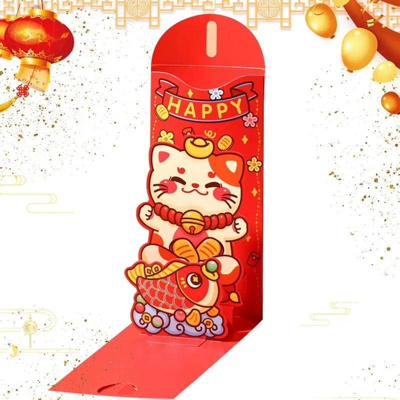 3D Chinese Dragon Long Luck Money Bag Red Pocket Hongbao Paper Envelopes Spring Festival 2024 New Year Red Envelope