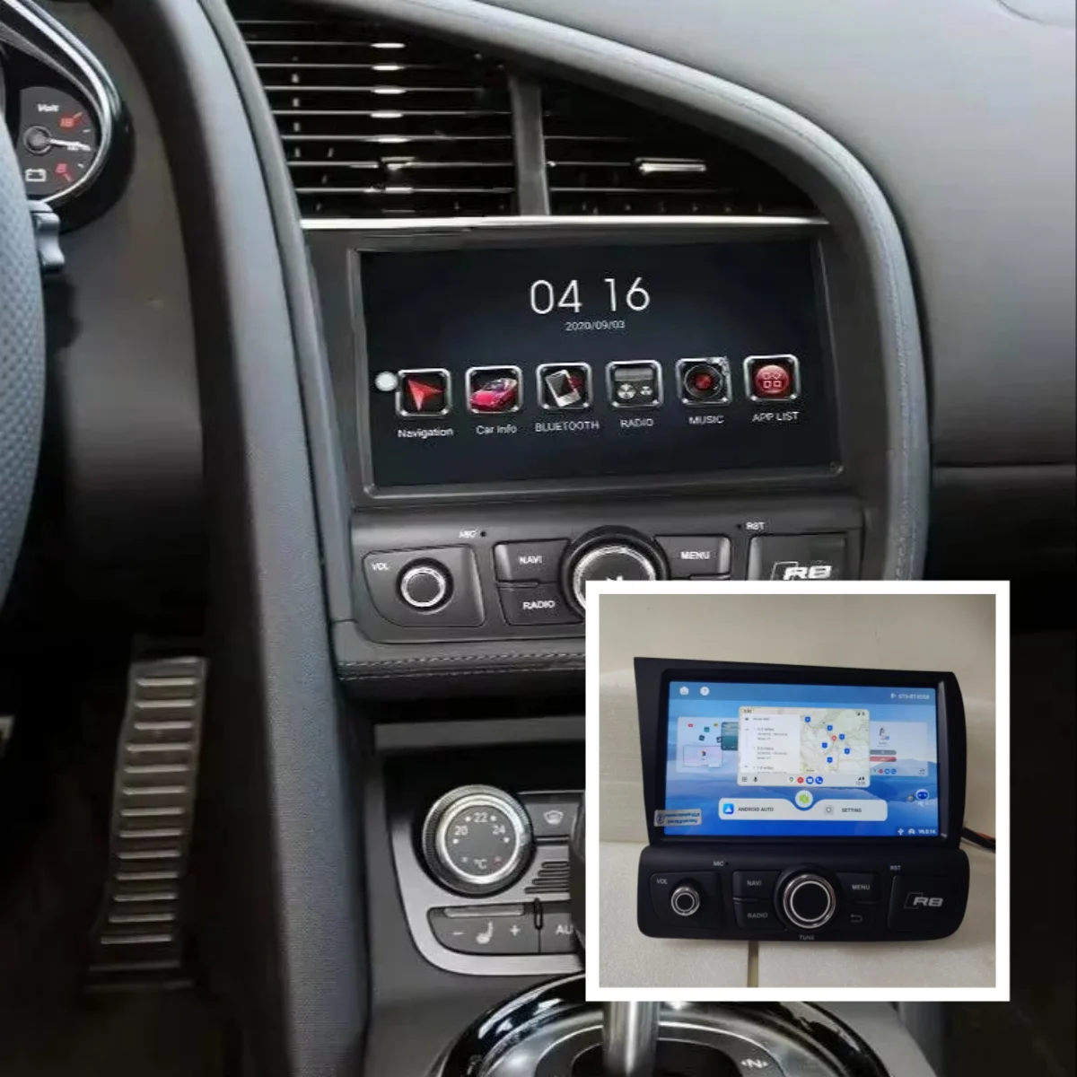 

Экран Android для Audi R8 Spyder V8 V10 2007-2015, GPS-навигация, автомобильная стереосистема, мультимедийный проигрыватель, радио, запись на карту памяти