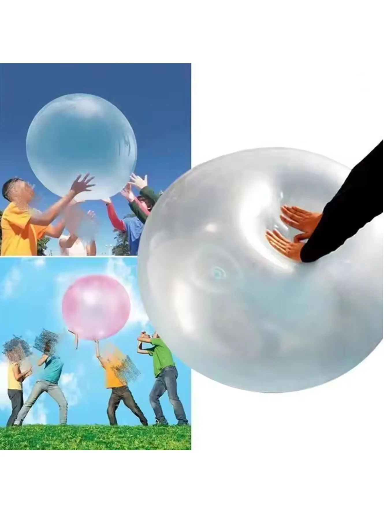 Outdoor Inflatable Ball, Transparent Bubble Ball with Water Injection, TPR Inflatable Racket, Racket, Big Light Ball