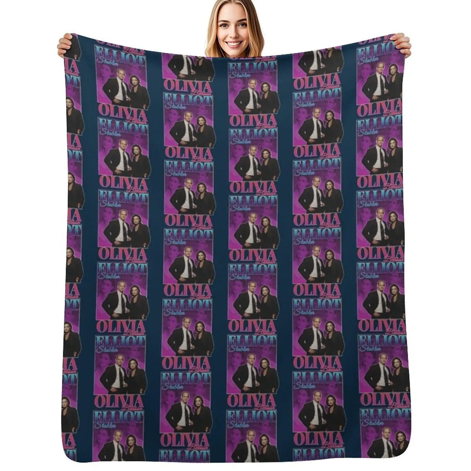 

Olivia Benson & Elliot Stabler 90s Inspired Vintage Homage Condensed Throw Blanket Soft Warm Blanket Gift for Men Women Adults
