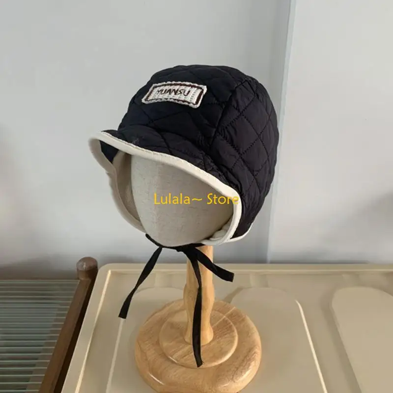 

Y4QA 1-6T Toddlers Warm Cap Lovely Children Earflap Hat Stylish Diamond Patterned