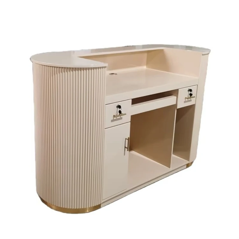 Front desk counter display modern pink white 120cm 100cm