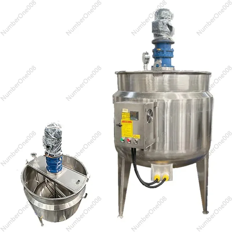 double-layer jacket electric heating mixing tank liquid mixer agitator mixing stainless steel heating  mixing tank