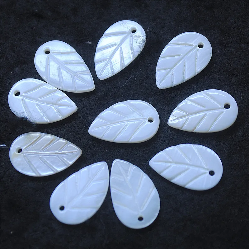 30PCS White Shell Leaf Shape 8X14MM Mother Of Pearl Pendants For Women Bracelets Makings Beads Findings Free Shipping
