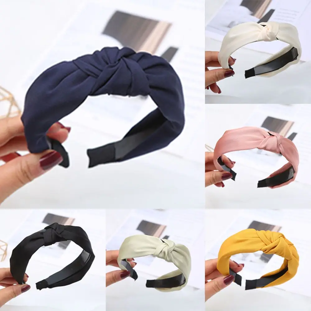 Wide Top Knot Hair Bands For Women Headdress Solid Color Cloth Headband Bezel Girls Hairband Hair Hoop Female Hair Accessories