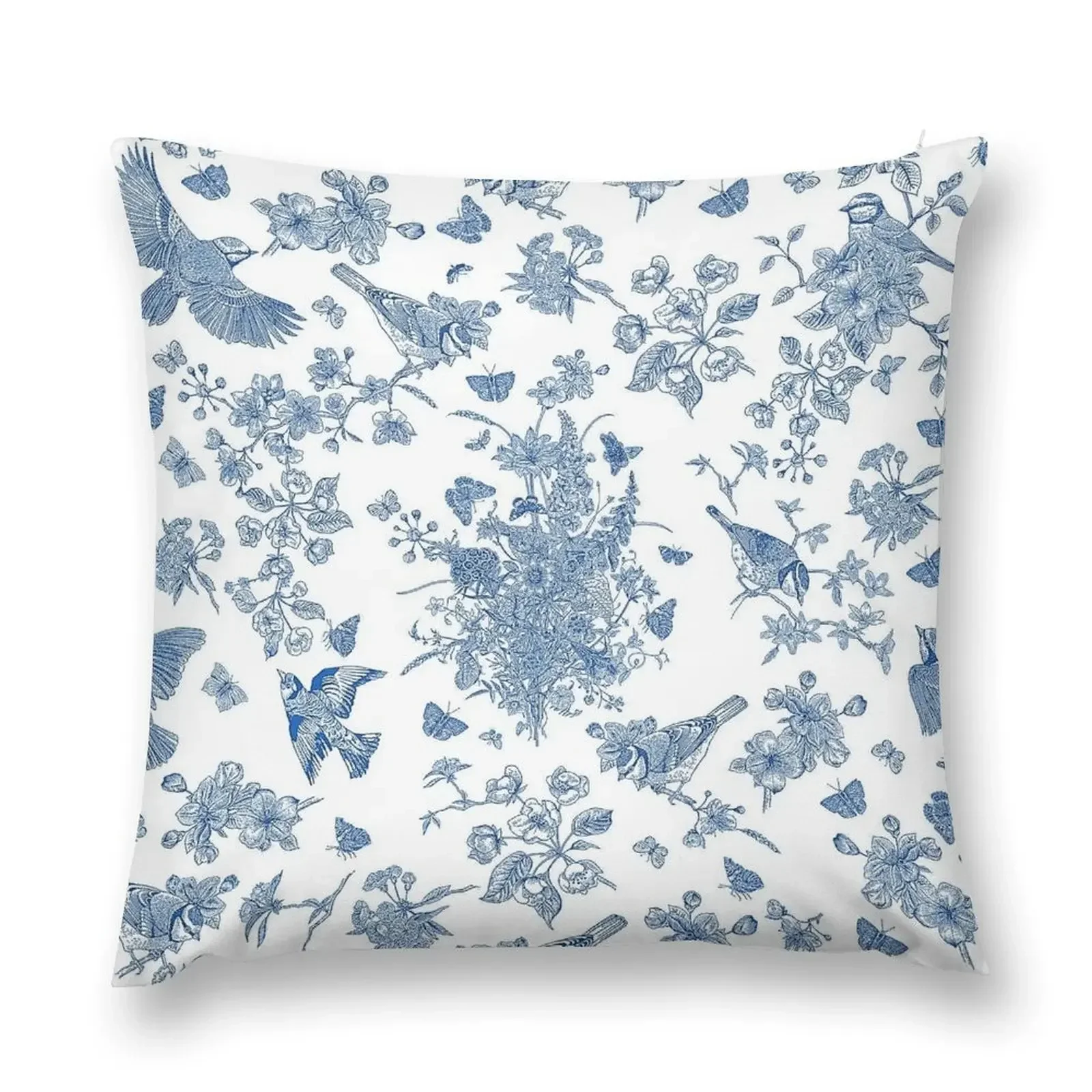 

Vintage Roses Garden (Blue Toile de Jouy) Throw Pillow Cushion Cover Set Cushion Child Pillowcases For Pillows pillow