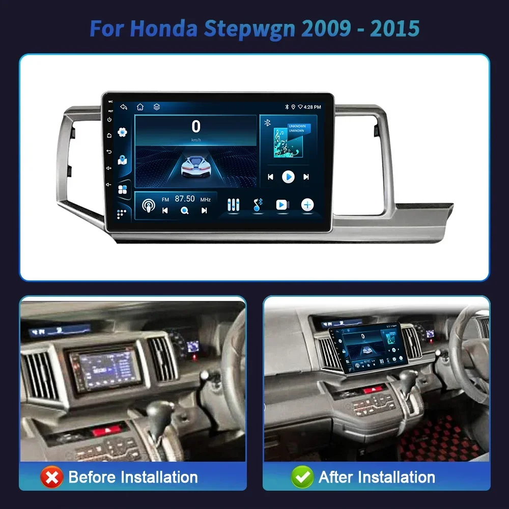 Android 14 For Honda Stepwgn 2009-2015 Car Radio Multimedia Navigation Wireless BT CarPlay 4G GPS Head Unit Stereo Touch Screen