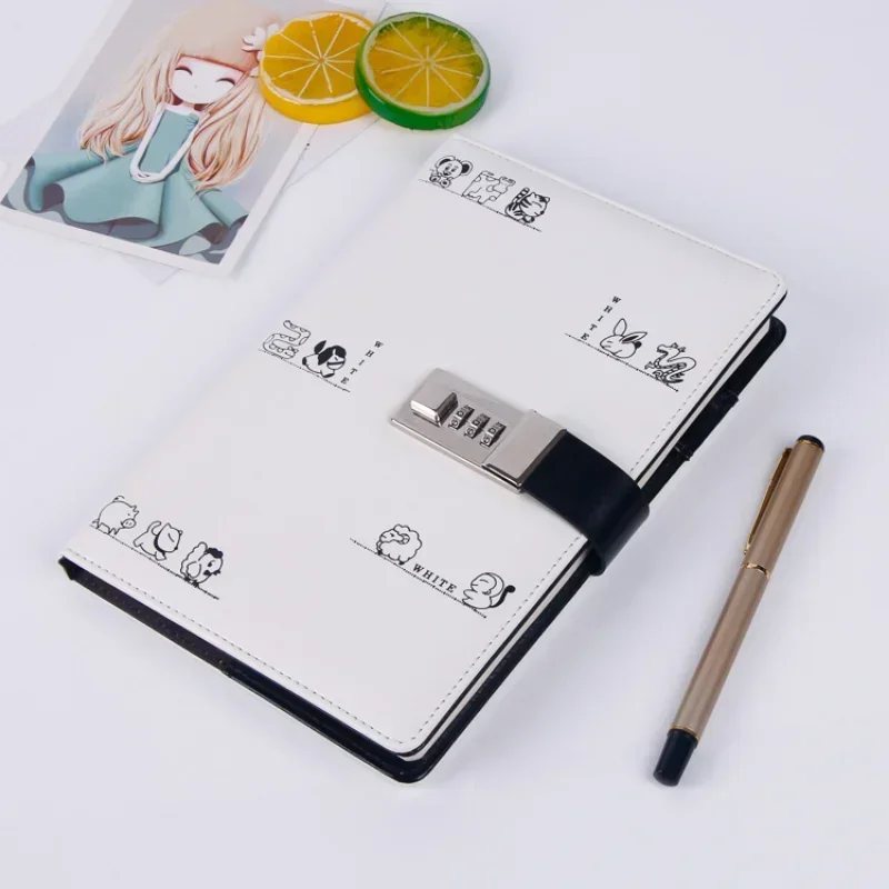 Lock Diary Faux Leather PU Password Book Business Notepad Constellation Notebook Pupil Cute Cartoon Writing Pads Stationery