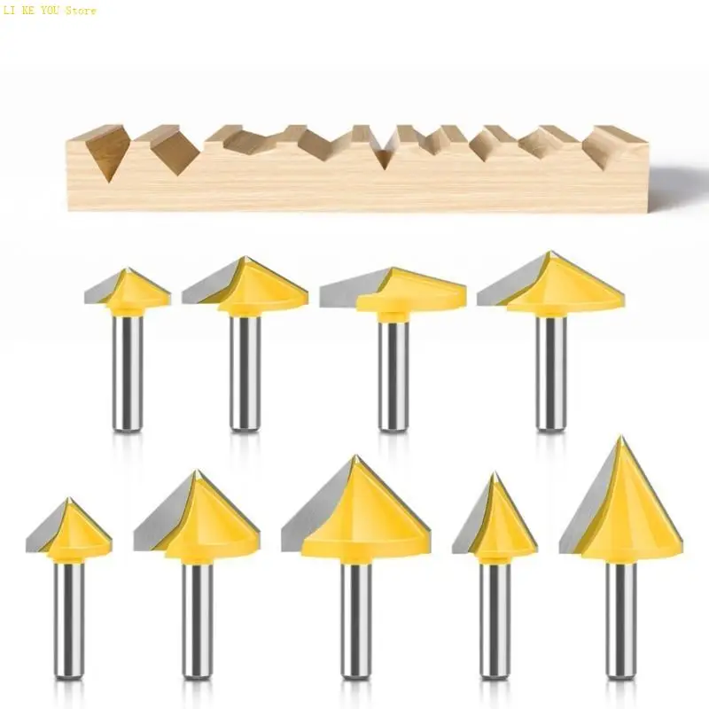 W3JE Efficiente stinco da 8 mm V -FLUTE in carburo End Mill Bit per progetti lavorazione del legno