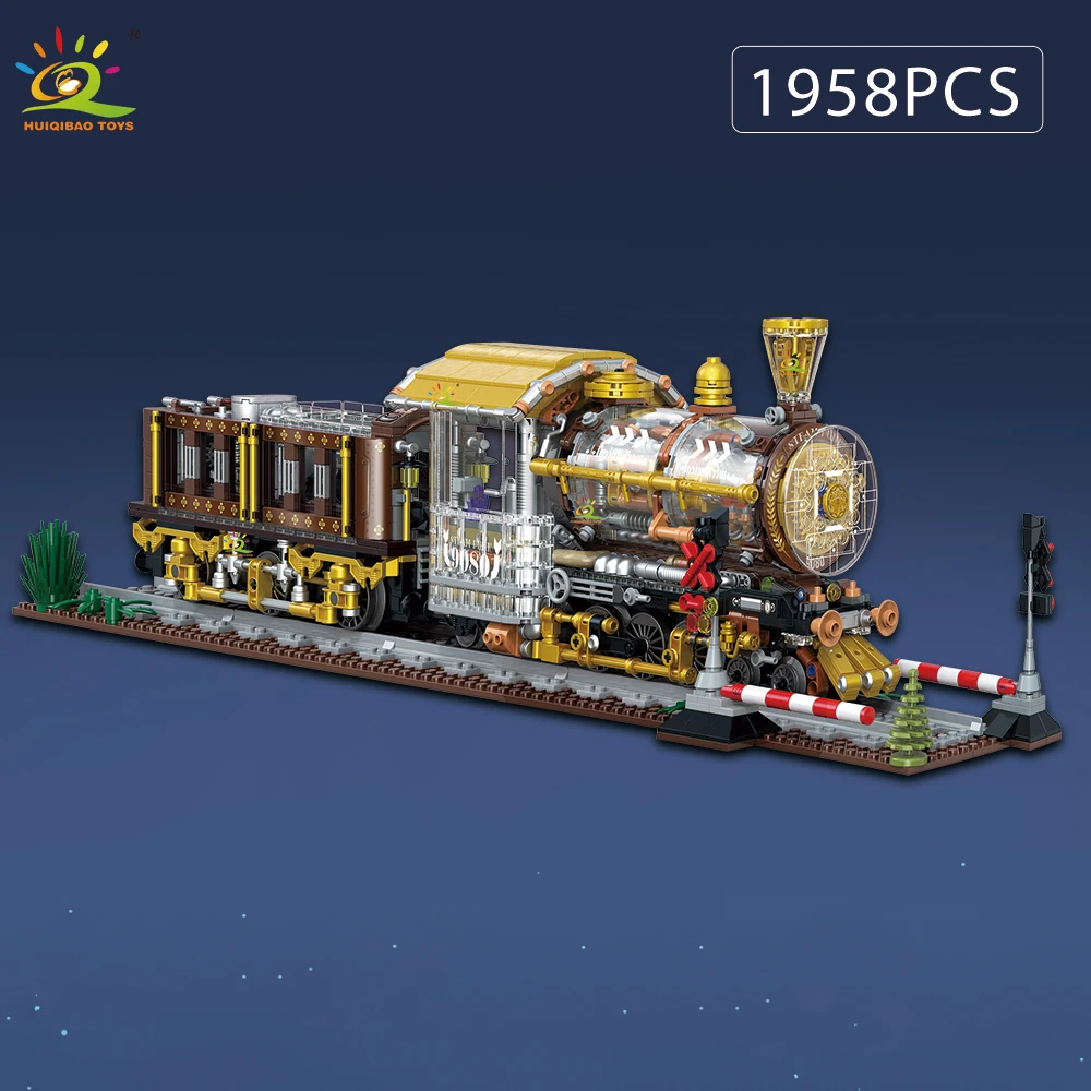 HUIQIBAO 1958PCS MOC Punk Mechanische Trein Model Bouwsteen Baksteen Constructie Speelgoed Voor Kinderen Bureau Woondecoratie