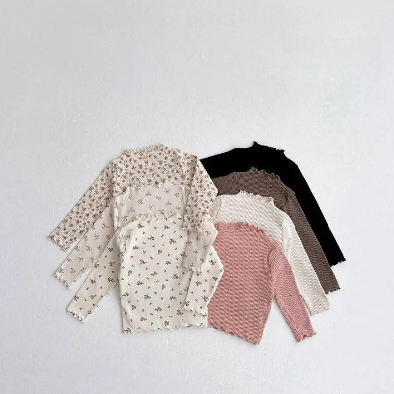 

2025 Spring New Baby Girl Long Sleeve T Shirts Infant Versatile Casual Tops Toddler Cute Floral Bottoming Shirt Children Clothes