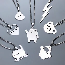 2024 Hip Hop Titanium Steel Pendant Necklace For Women Men Cute Kpop Korean Fashion Doodle Necklace Couple Jewelry Party Gift