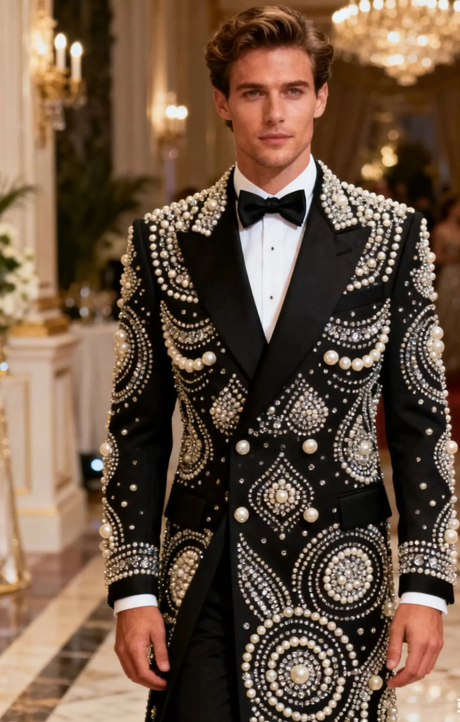 

Luxury Rhinestone Diamond Wedding Suits For Men 2 Pieces Sets Groom Male Blazers Long Coat Pants Tuxedos Ropa homre Customized