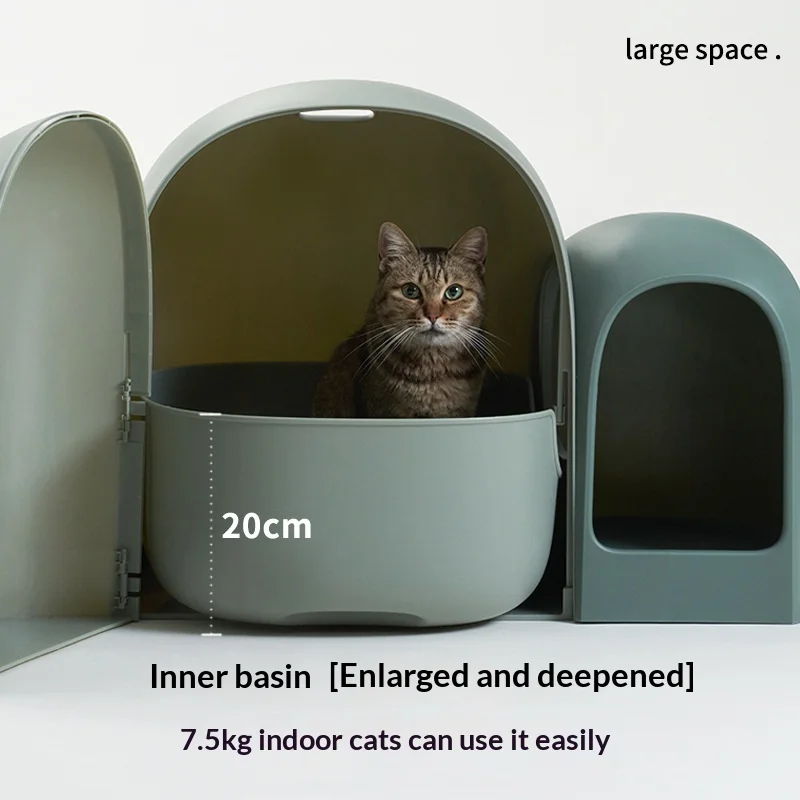 Caja de arena para gatos extra grande Mochi con túnel y control olores - imagen 5