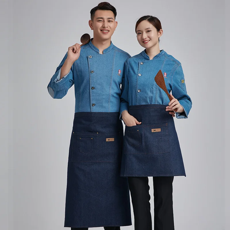C273 Restaurant Hotel Kitchen Man Woman Chef Jacket Long Sleeve Food Service Chef Overalls Bakery Cooking Catering Work Clothes