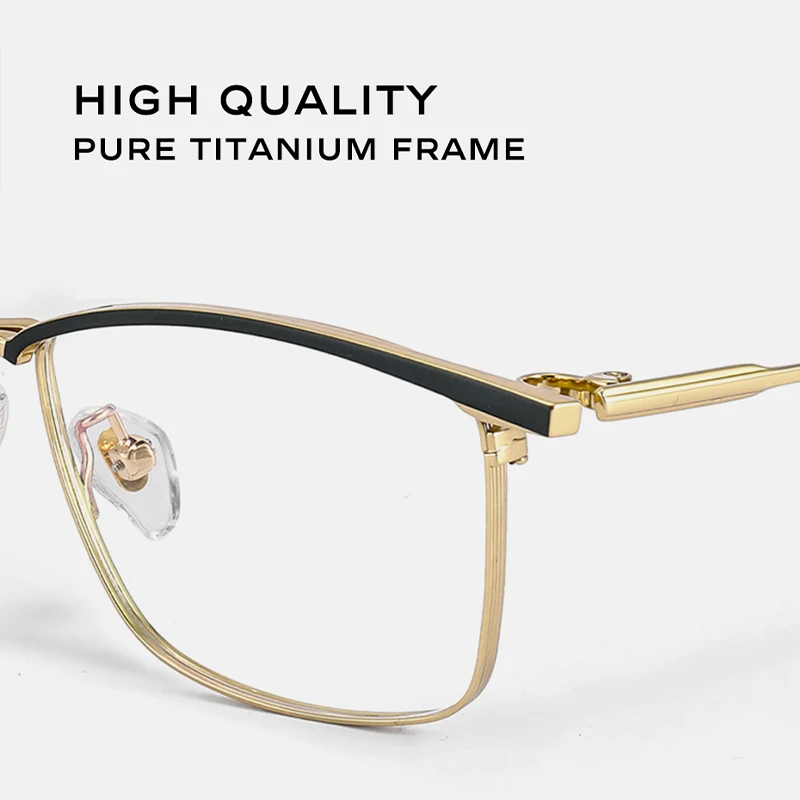 CAPONI Pure Titanium Glasses Frame For Men Fashionable Square Anti Blue Light Eye Glasses High Quality Brand Spectacles JF156