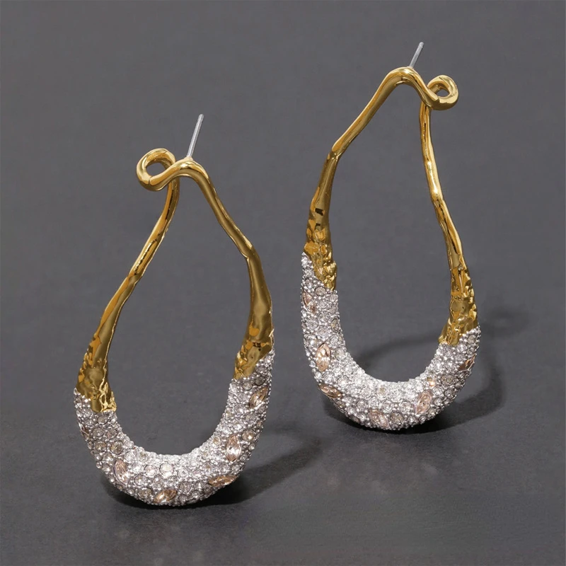 Spanish Niche Design Geometric Simple Earrings High Sense Copper Plated Two-Color Collision Designer New Earrings for Women