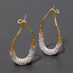 Spanish niche design geometric simple earrings high sense copper plated two-color collision designer new earrings for women