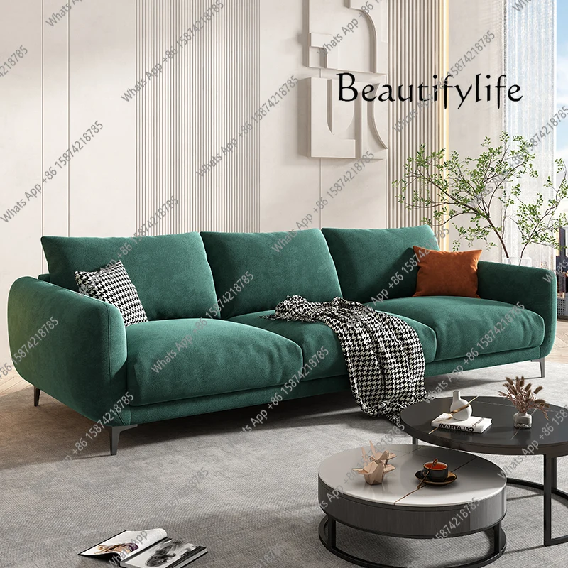 

Comfortable and simple Minimalist light luxury modern three or four-person small apartment living room straight row fabric sofa
