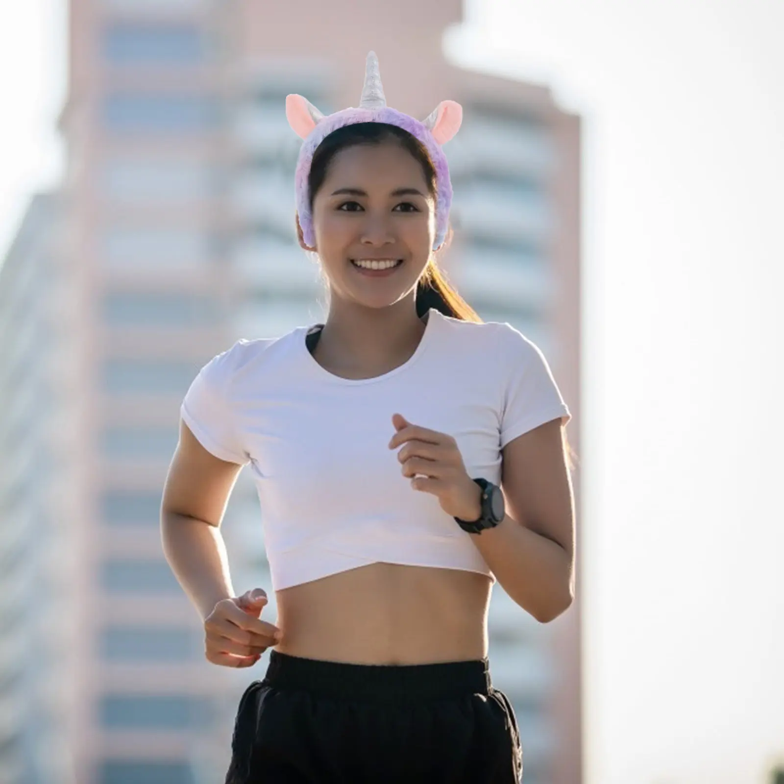 

Набор из 2-х фиолетовых повязок на голову для спа-процедур, ухода за лицом, макияжа, с животным принтом, для душа