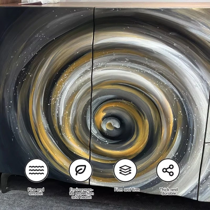 xj-New Hand-Painted Oil Painting Table Side Cabinet Modern Water Ripple Painting Paint Rectangular Dining Edge Cabinet AN-2442~
