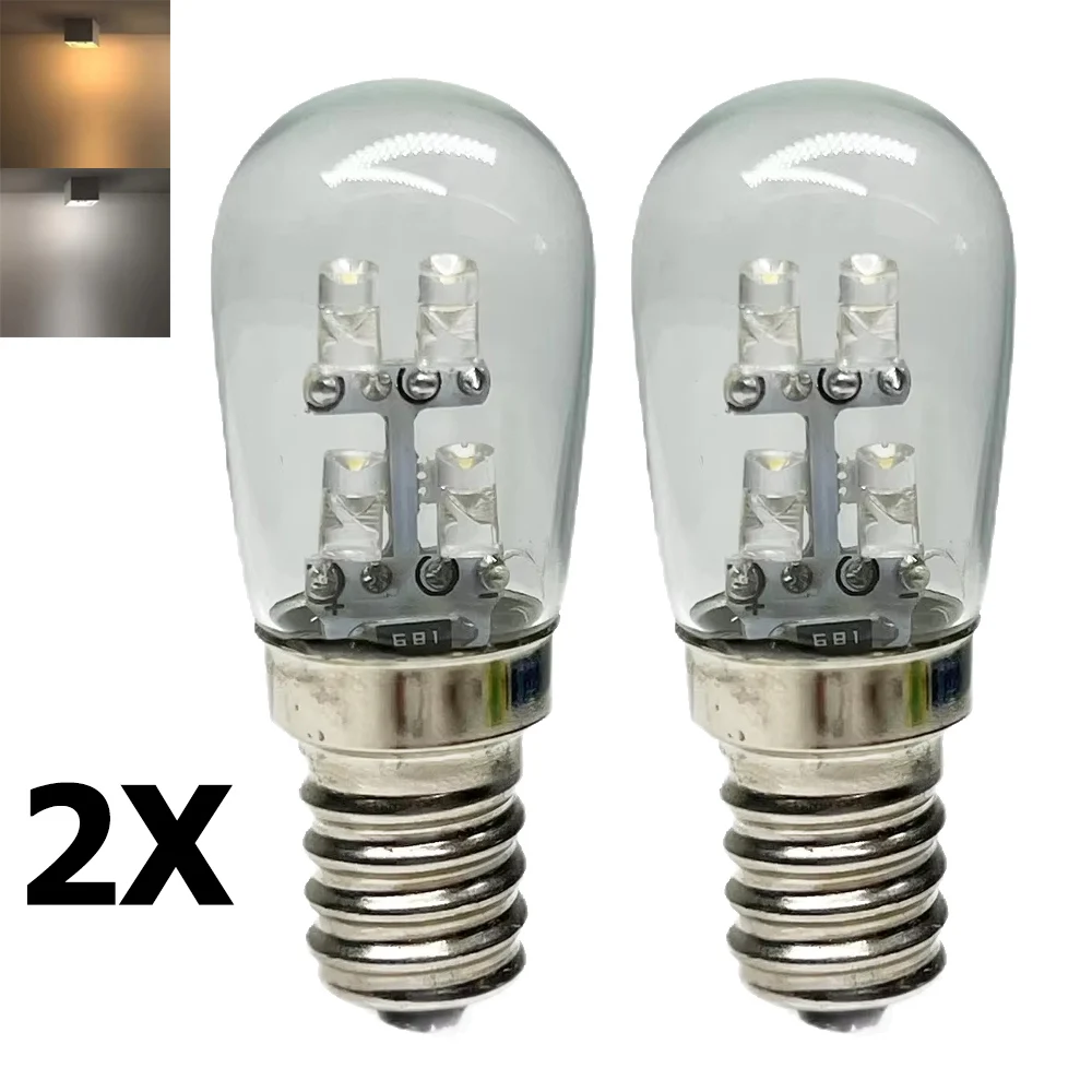 

2pcs E12 LED Light Bulbs 0.5W Refrigerator 110V/220V Microwave Indicator Appliance Luminaire Lighting White Screw Home Lamp