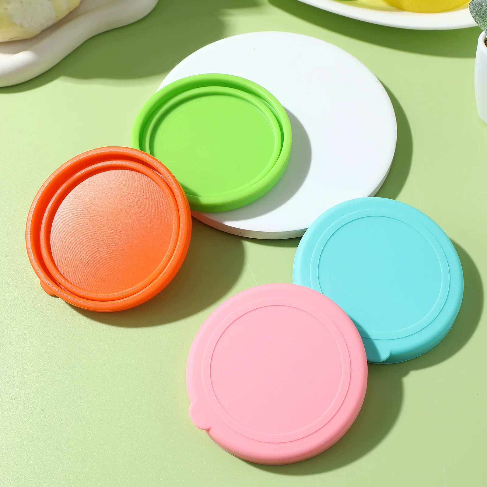 

4 pcs Round Silicone Lids For Glass Bowls Jars Cups Can Honey Yogurt Containers Food Storage Covers Leak Proof Easy Clean