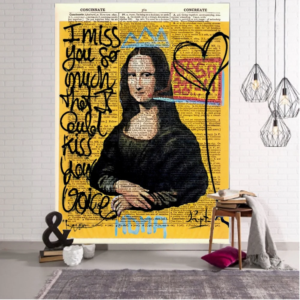 Mona Lisa Decorative Tapestry Mandala Boho Hippie Wall Decor Tapestry Wall Covering Home Decor Cute Room Decor Tapestry