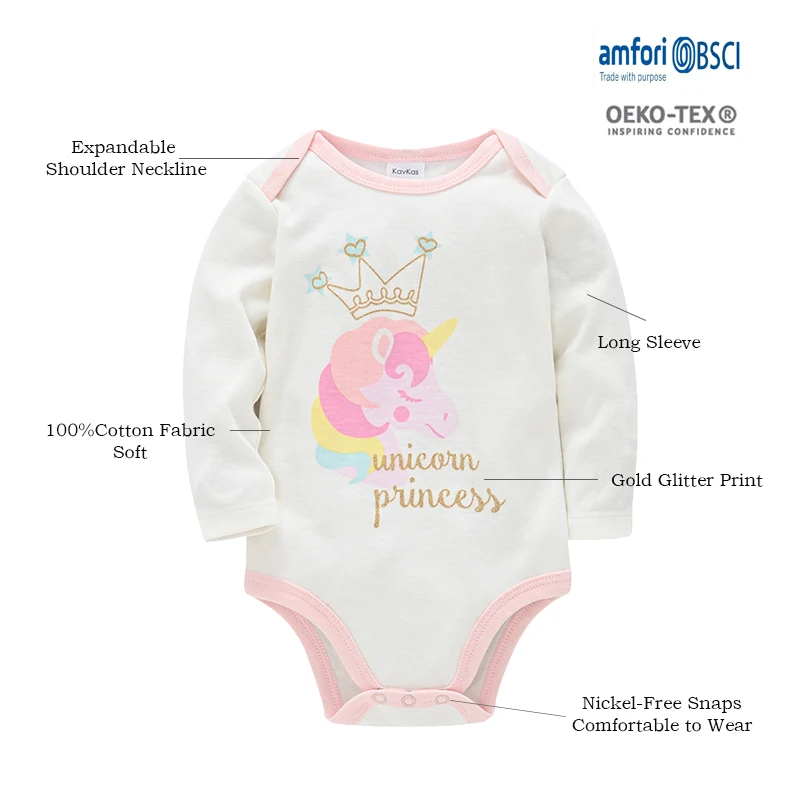 Newborn Baby Romper Girls Clothing Pink Unicorn Bodysuit Long Sleeve Jumpsuit 100% Cotton Soft Outfit Kids Clothes 0-3 Months