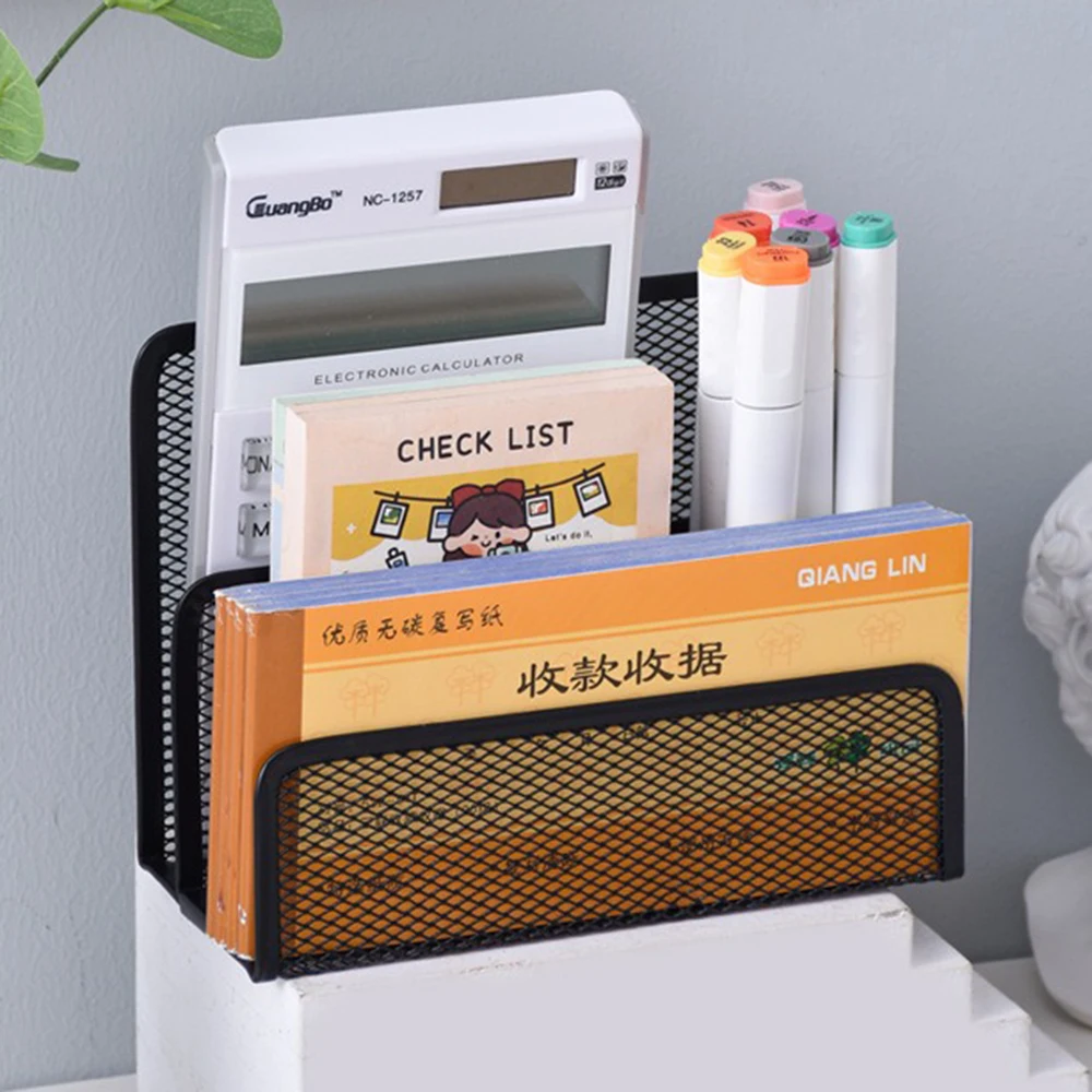 1PCS Black Rust-proof Letter Grid Bookshelf Office Supplies Storage Metal Iron Grid Suitable for Desktop Storage Office Storage