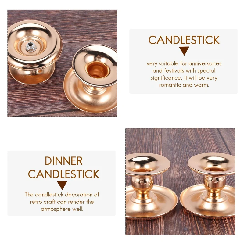 N85R-2Pcs Metal Candle Holder Gold Candelabra Fashion Wedding Candle Stand Exquisite Candlestick Table Home Party Christmas Deco