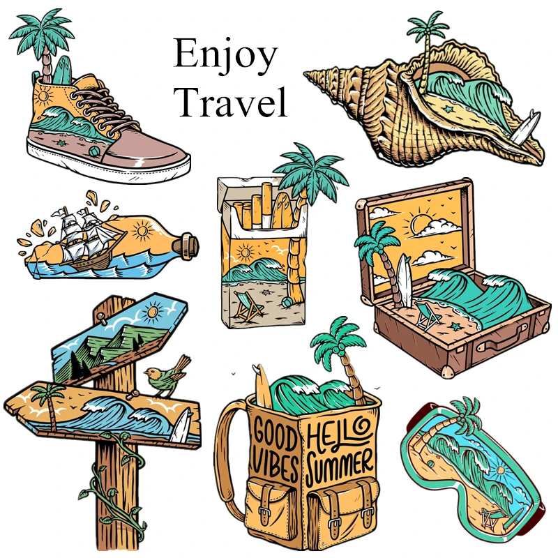 2023 DIY Summer Vacation Tour Beach Coconut Tree  Sea Sun Whimsy Clear Stamps Card Crafts No Metal Cutting Dies Scrapbooking