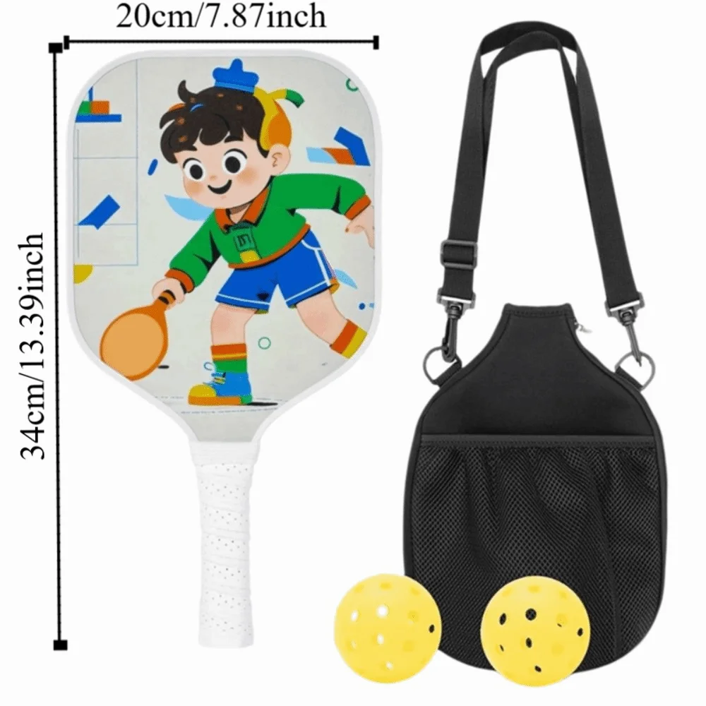 Fotografia 7: Conjunto de Pickleball Infantil com Design de Desenho Animado, Leve e Durável, Conjunto de Raquetes de Pickleball Coloridas com Empunhadura Antiderrapante