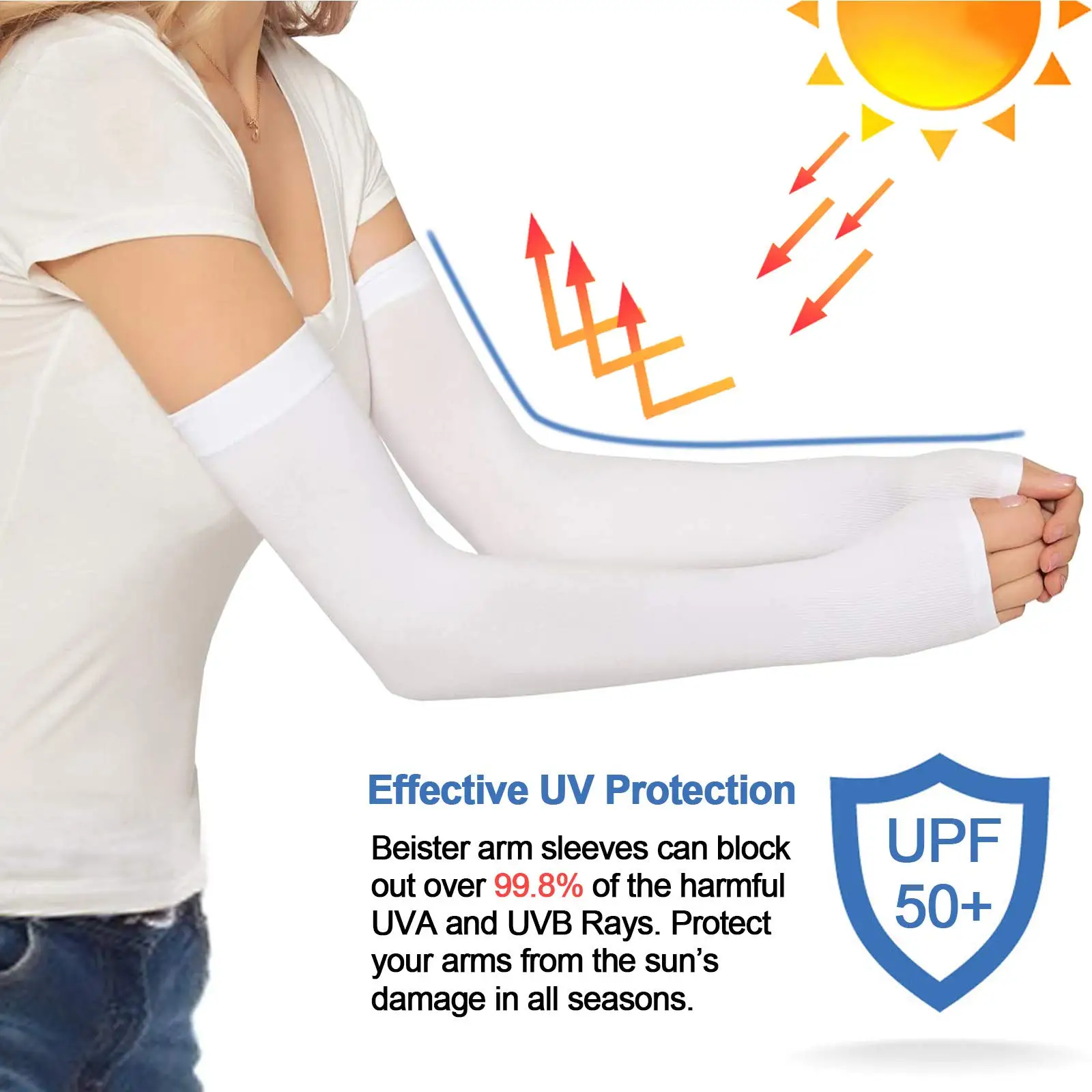 Manchons de bras de protection solaire UV pour hommes et femmes, housse de refroidissement à compression pour jeunes, trou pour le pouce, cyclisme,