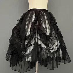 Falda de malla con cordón Lolita, cortina de cintura transparente
