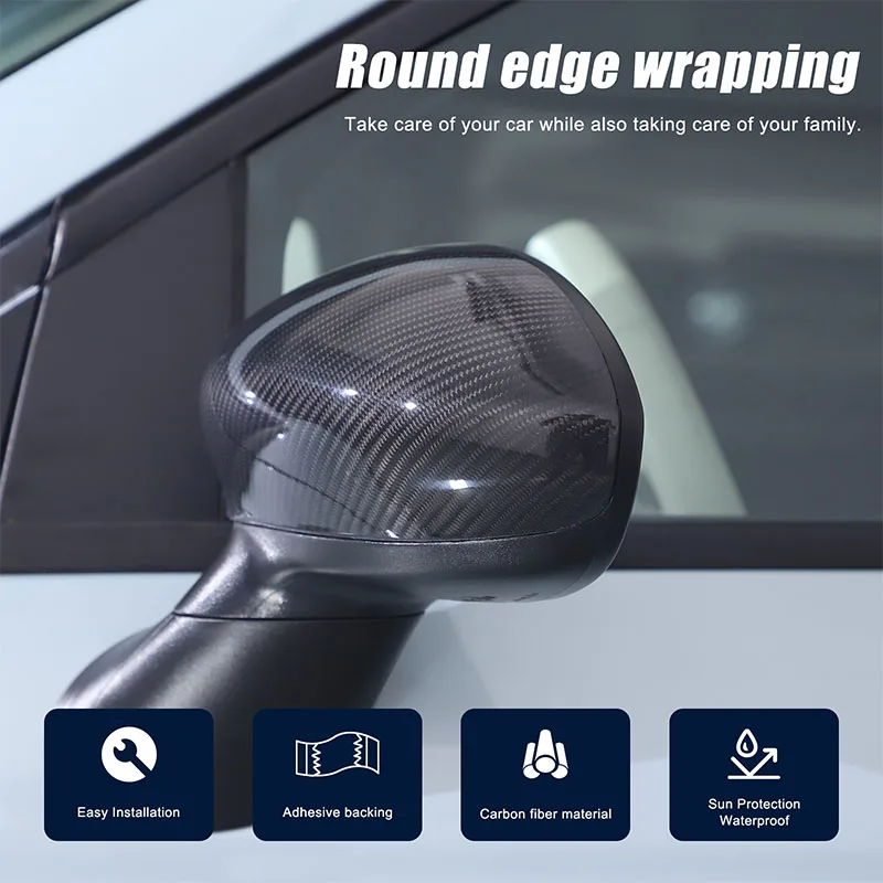 

Real Carbon Fiber For Fiat 500 2010-2024 Car Rearview Side Mirror Decorate Cover Trim Sticker Car Exterior Accessorie