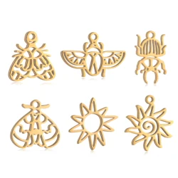 5Pcs Butterfly Moth/Hollow Sun/Egyptian Scarab Beetle Charms Stainless Steel Insect Pendant Diy Necklace Bracelet Jewelry Making