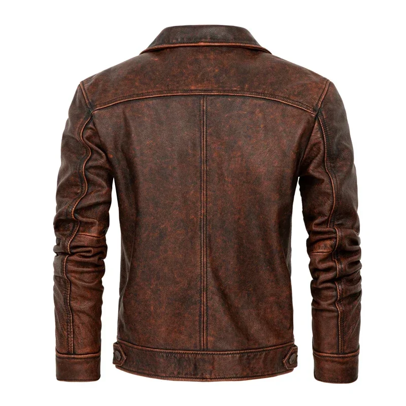 

Jacket Men Coat Men's Stone Milled Vintage Leather Jacket Mens Clothing Cow Coats For Men Autumn