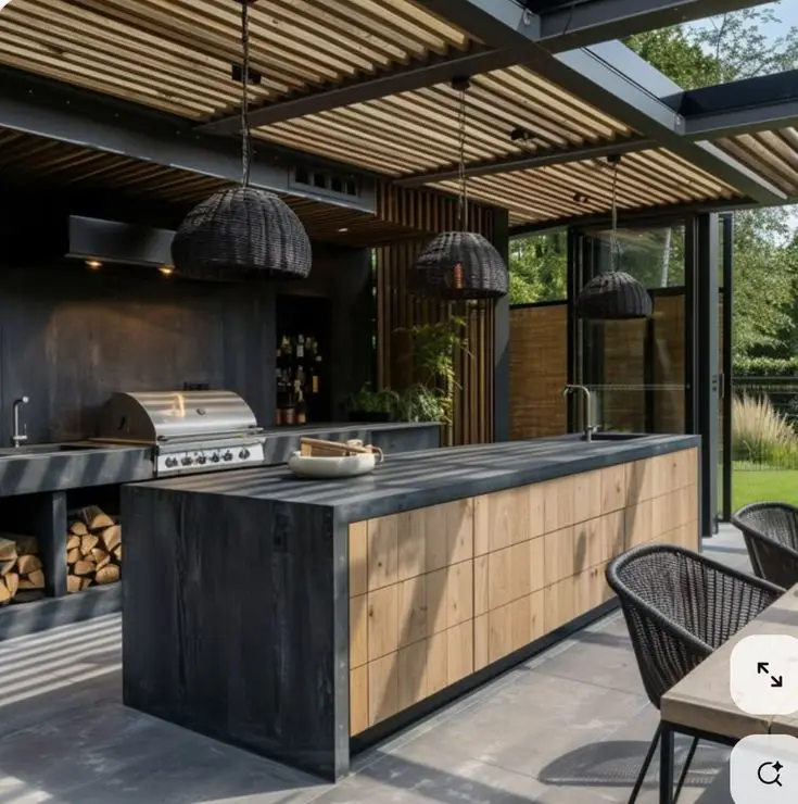 FOODLINE Modular Outdoor Kitchen Wall Cabinet With Open Shelf For Poolside Grill Station