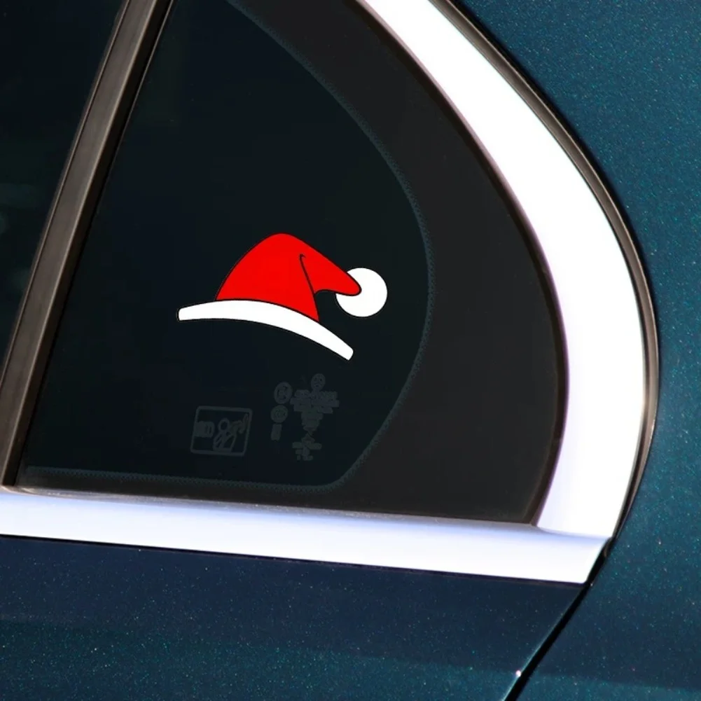 Christmas Decoration Santa Hat Sticker Waterproof Car Decal Waterproof UV Sunscreen Protection Easy Application