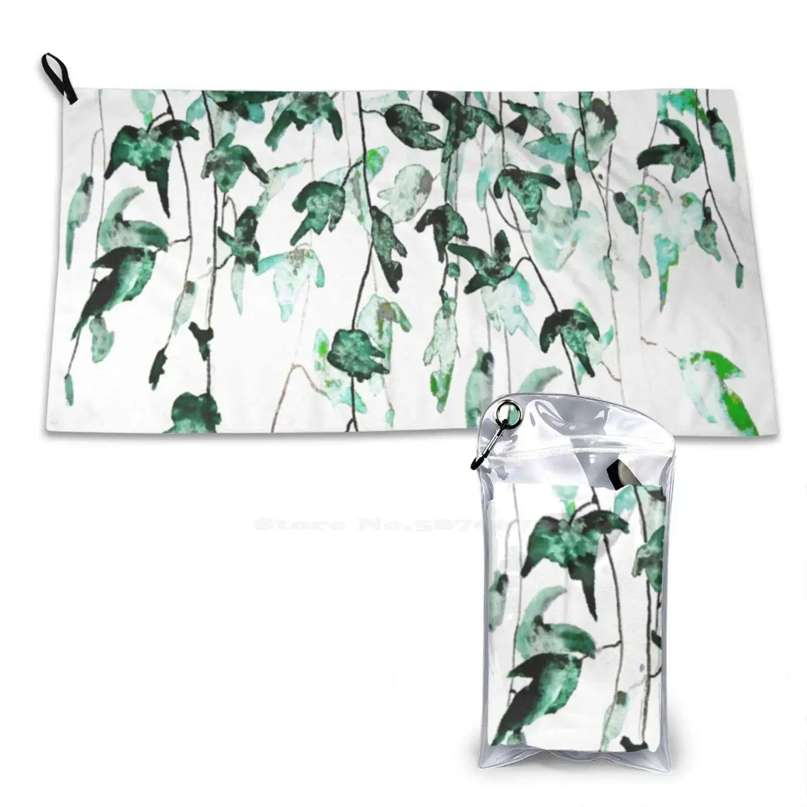 Ivy On The Wall Watercolor Quick Dry Soft Face Towel Home Outdoor Ivy Watercolor Ivy Leaf Arts Green Arts Nature Arts